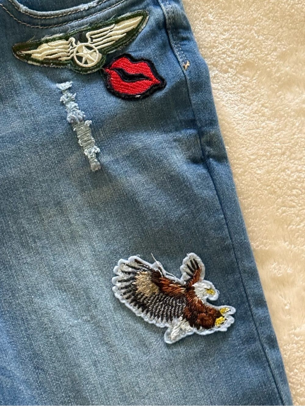 Indigo Rein Blue Boyfriend Jeans with Patchwork Details - Picture 4 of 7
